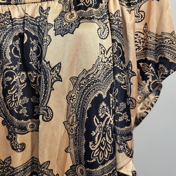 Michael Kors Black and Gold Paisley Blouse, Size Small - Picture 3 of 6